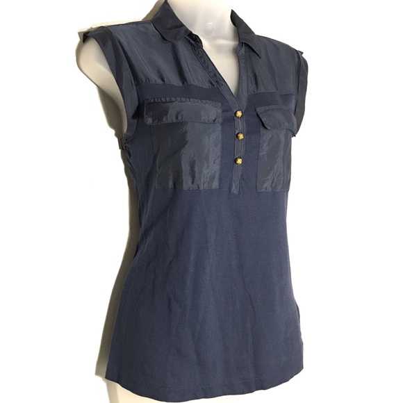 BANANA REPUBLIC | Casual Blue Silky Blouse - S - Picture 4 of 8